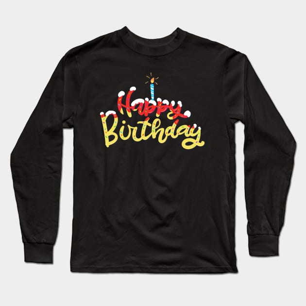 Happy Birthday Cake Boy Long Sleeve T-Shirt by WalkingMombieDesign